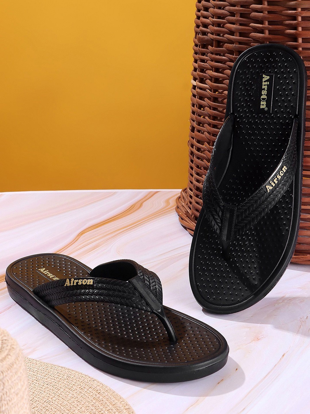 

Airson Women Thong Flip-Flops, Black