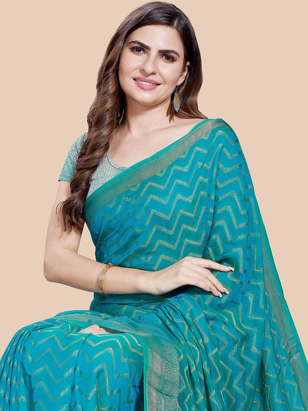 

Rani Saahiba Ethnic Motif Zari Woven Tassel Saree, Turquoise blue