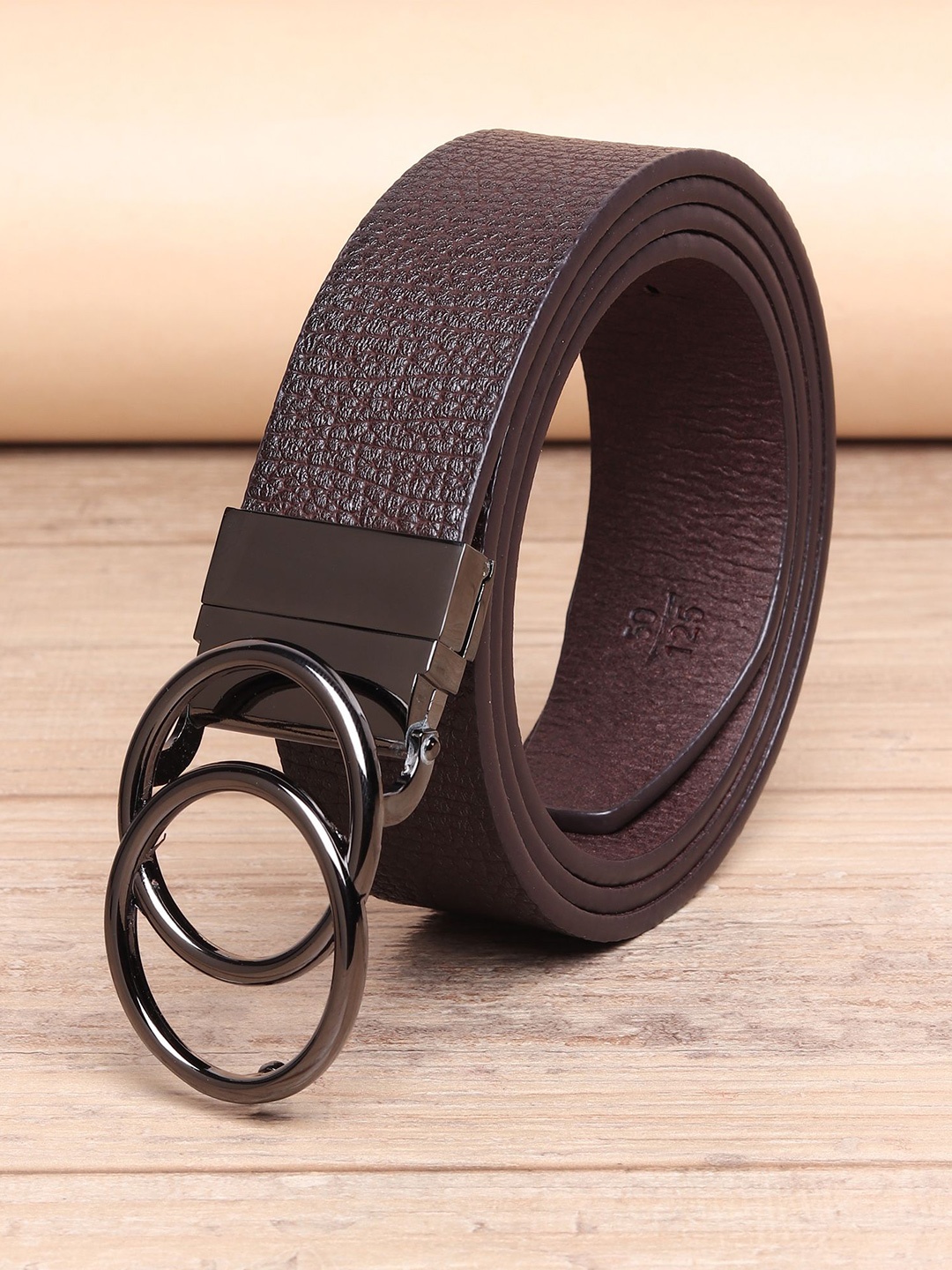 

WINSOME DEAL Men Textured Push Pin Formal Belt, Brown