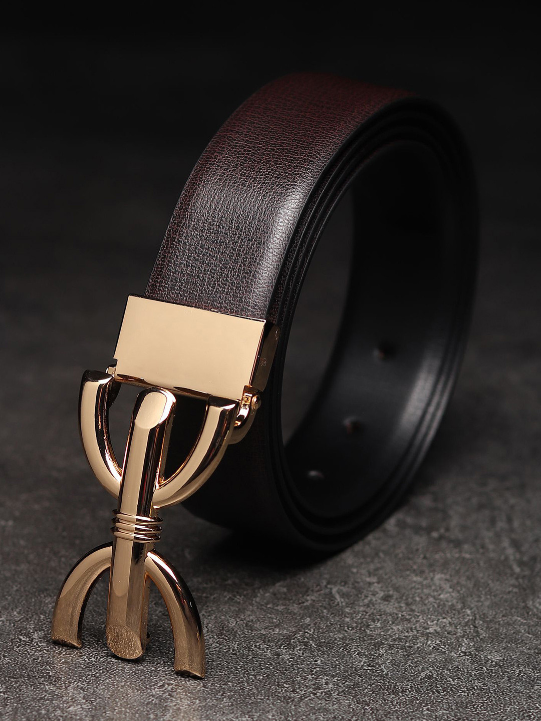 

WINSOME DEAL Men Push Pin Textured Formal Belt, Brown