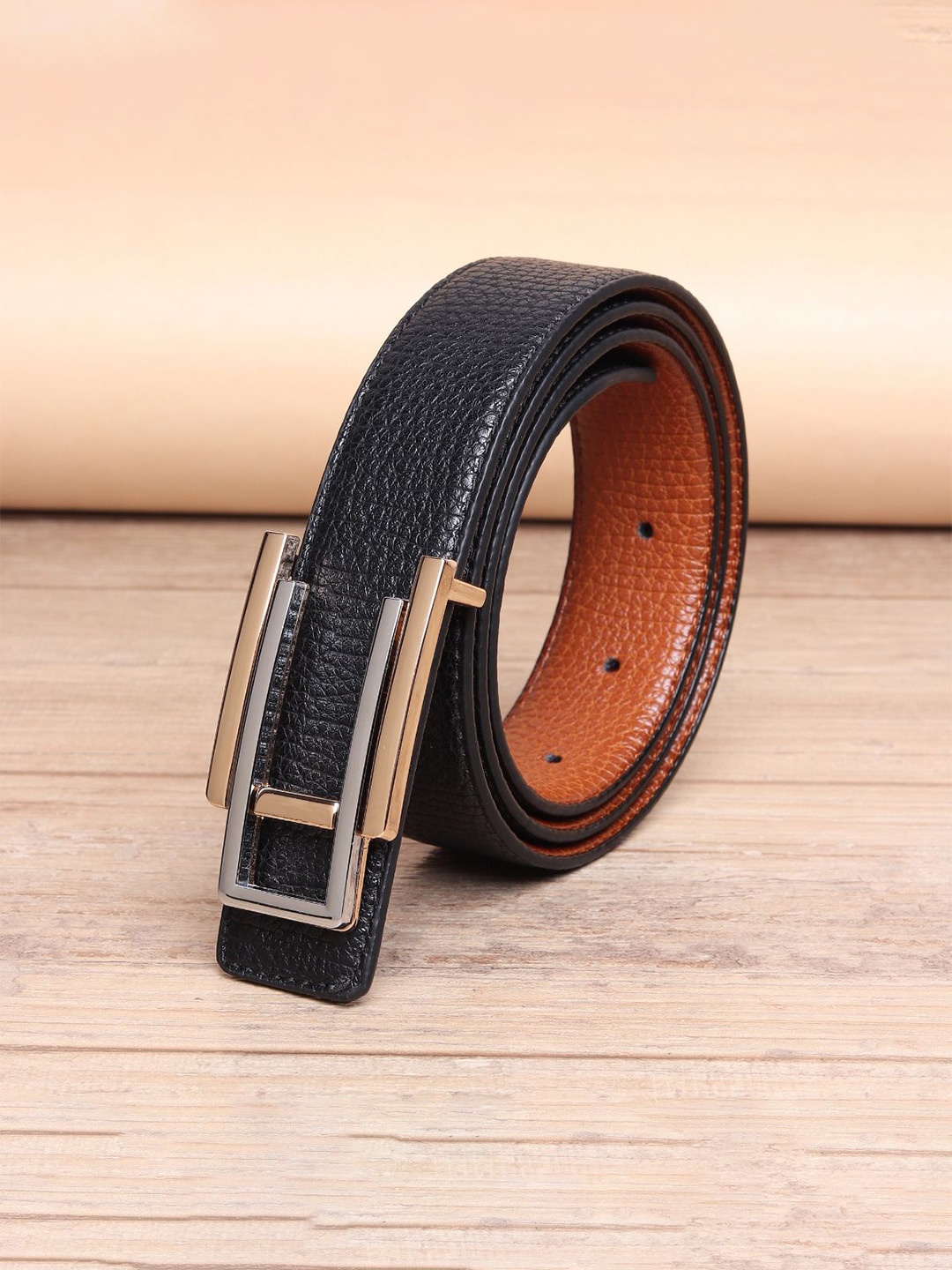 

WINSOME DEAL Men Push Pin Textured Formal Belt, Black