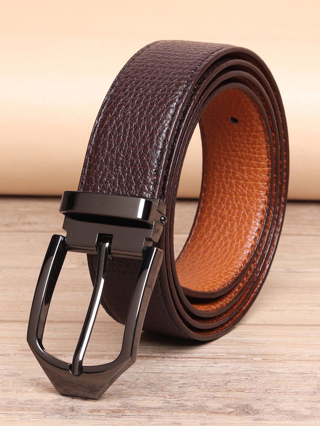 

WINSOME DEAL Men Textured Formal Belt, Brown