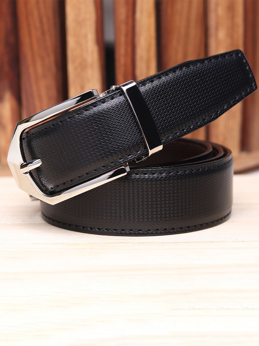 

WINSOME DEAL Men Textured Formal Belt, Black