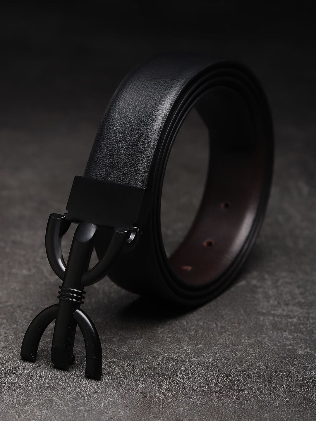 

WINSOME DEAL Men Push Pin Textured Formal Belt, Black