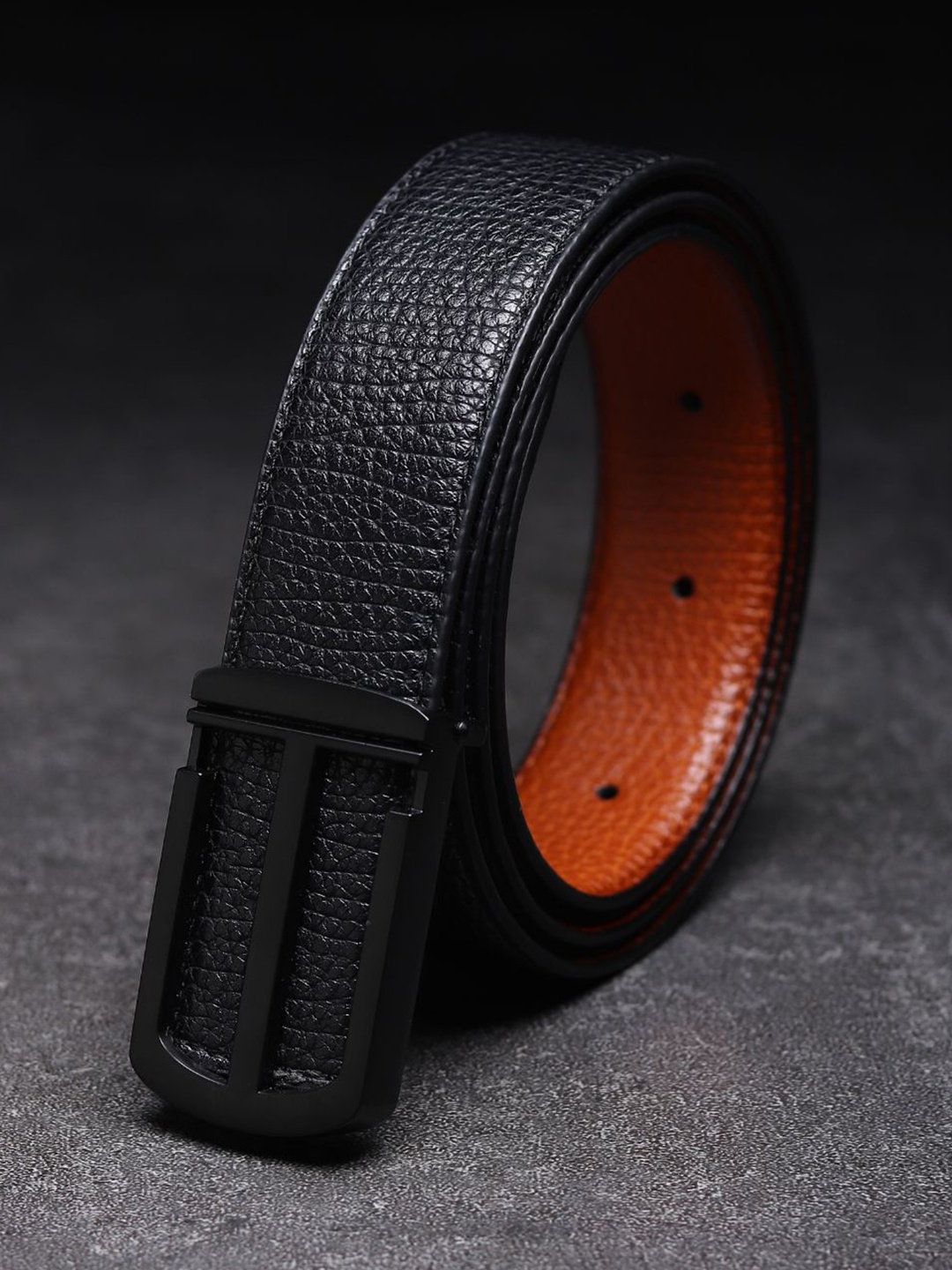 

WINSOME DEAL Men Push Pin Textured Formal Belt, Black