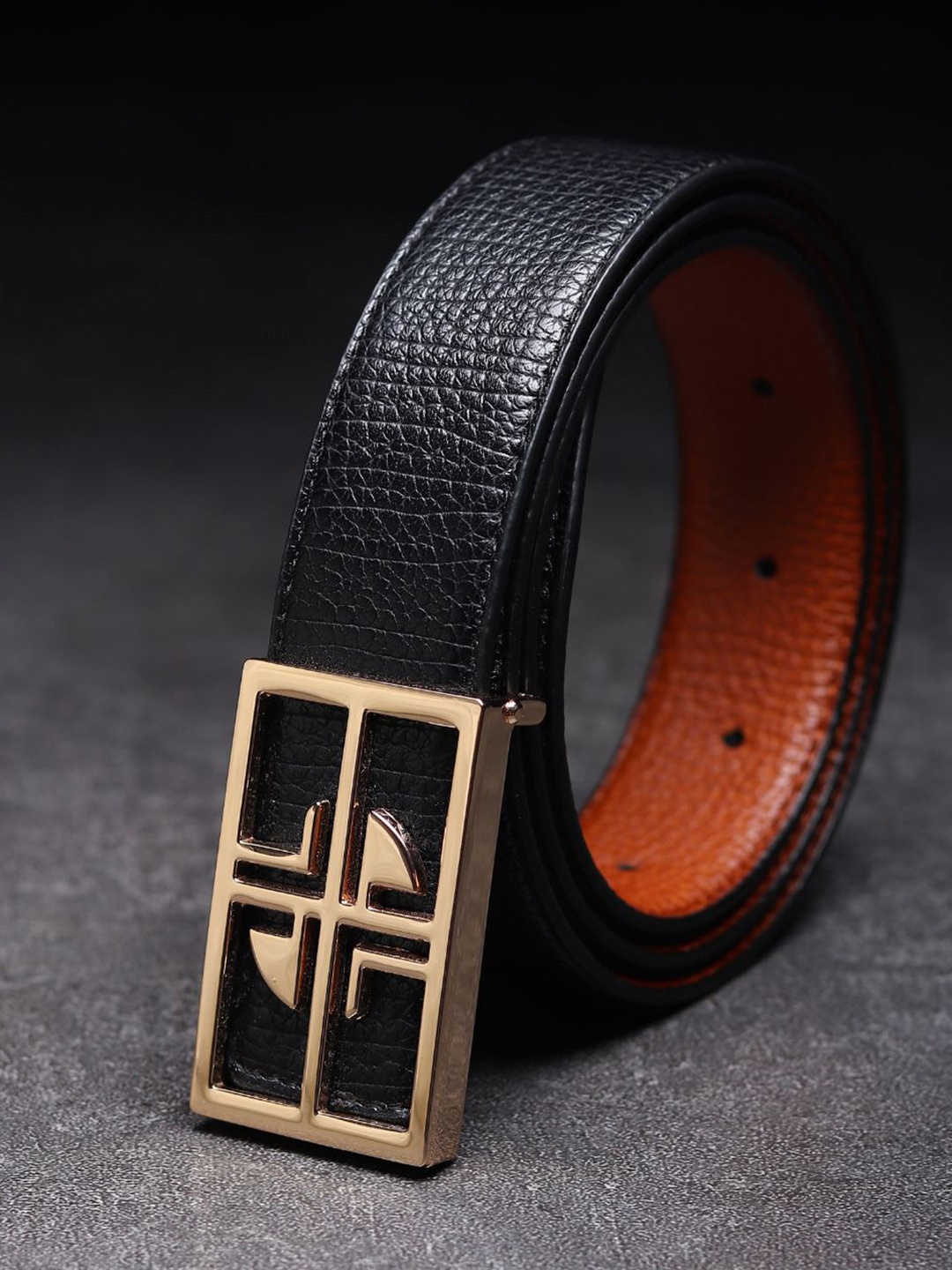 

WINSOME DEAL Men Textured Push Pin Formal Belt, Black