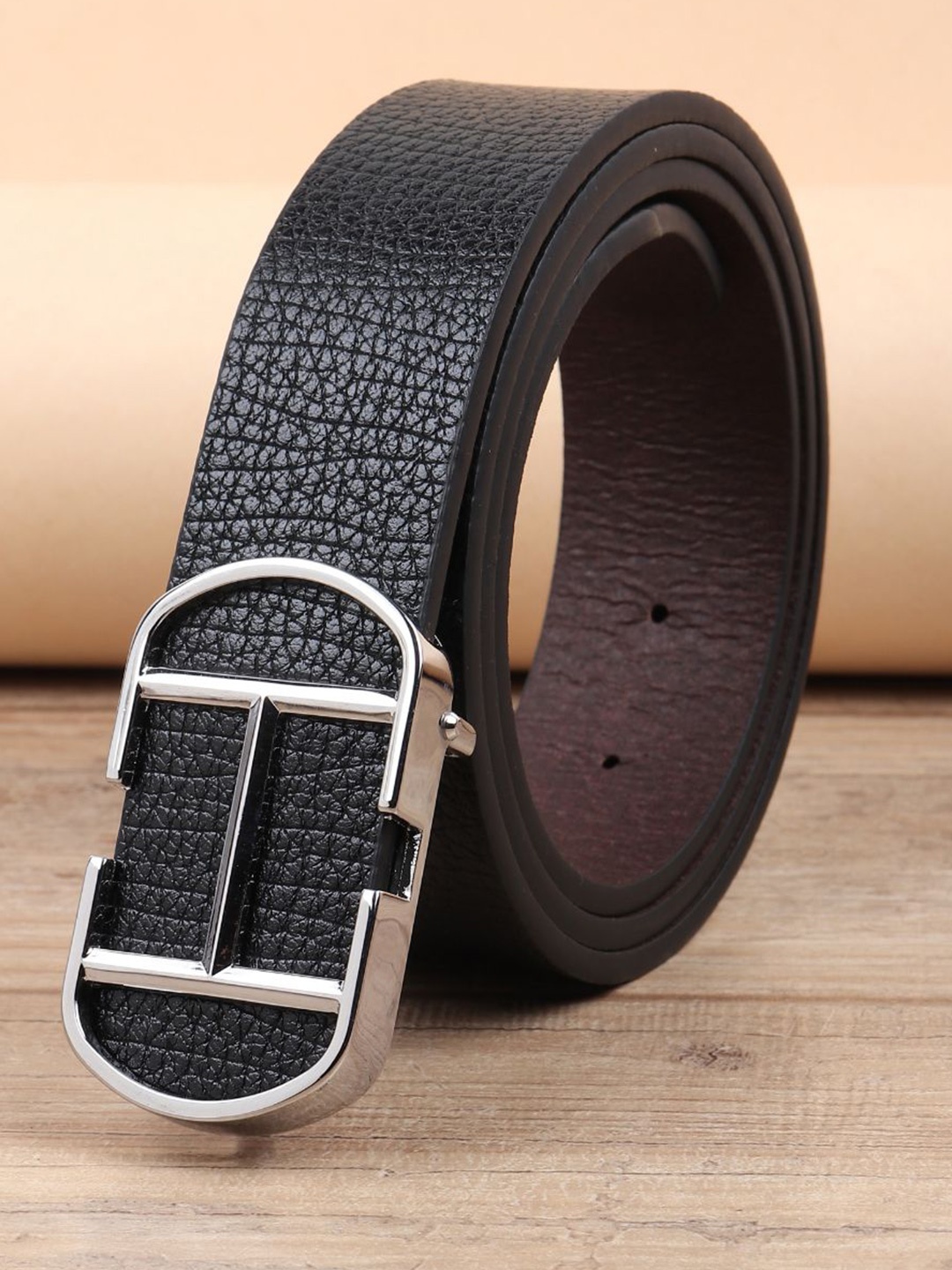 

WINSOME DEAL Men Textured Formal Belt, Black