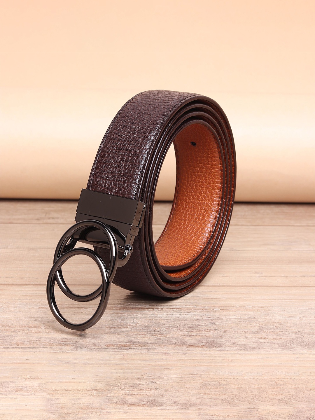 

WINSOME DEAL Men Push Pin Textured Formal Belt, Brown