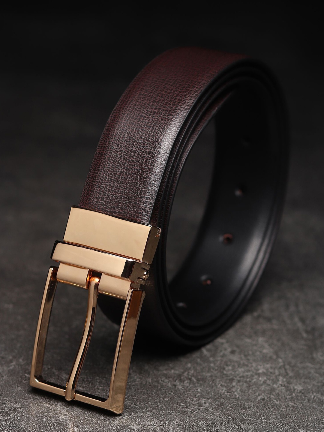 

WINSOME DEAL Men Tang Textured Formal Belt, Brown