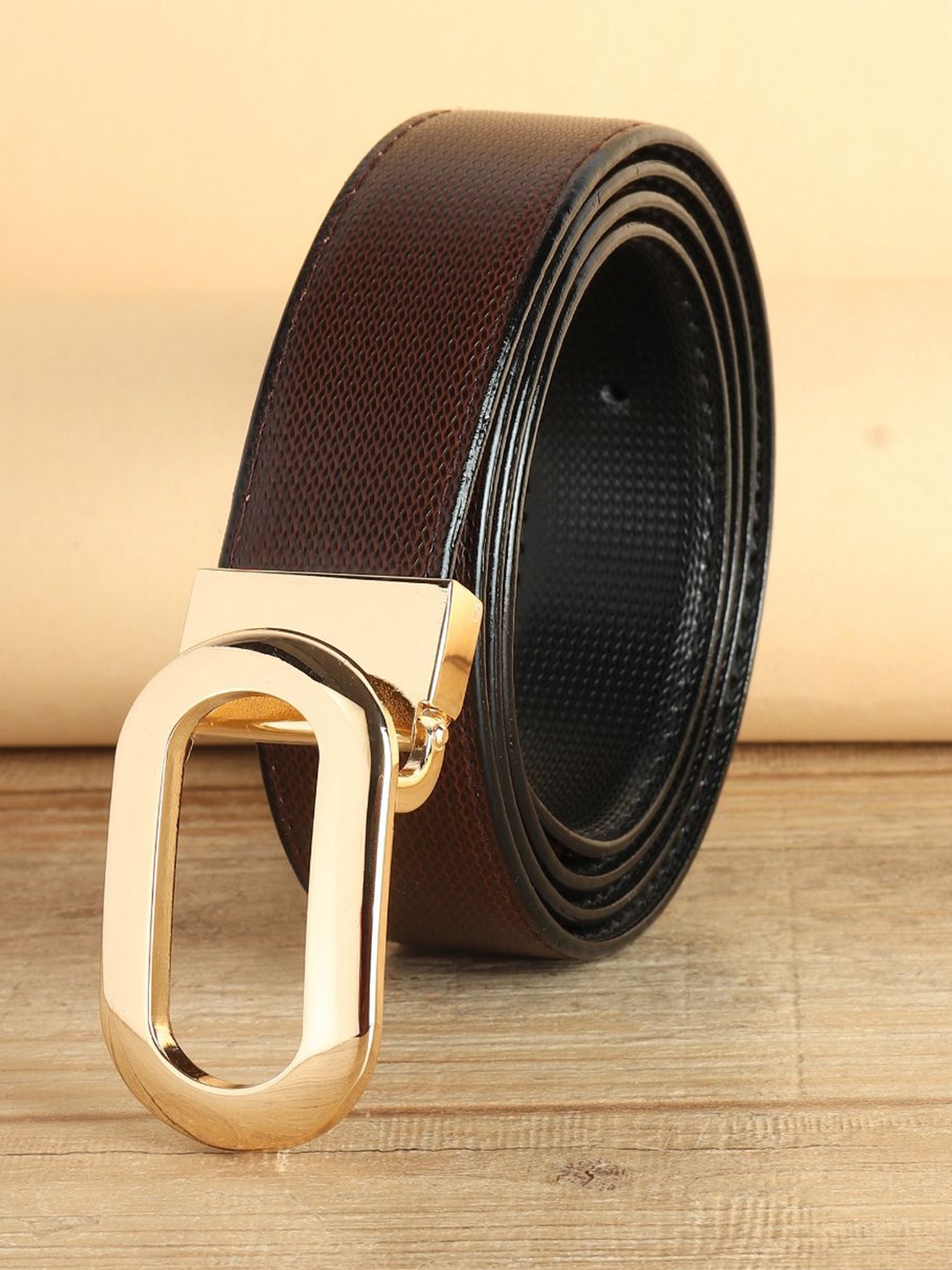 

WINSOME DEAL Men Push Pin Textured Formal Belt, Brown