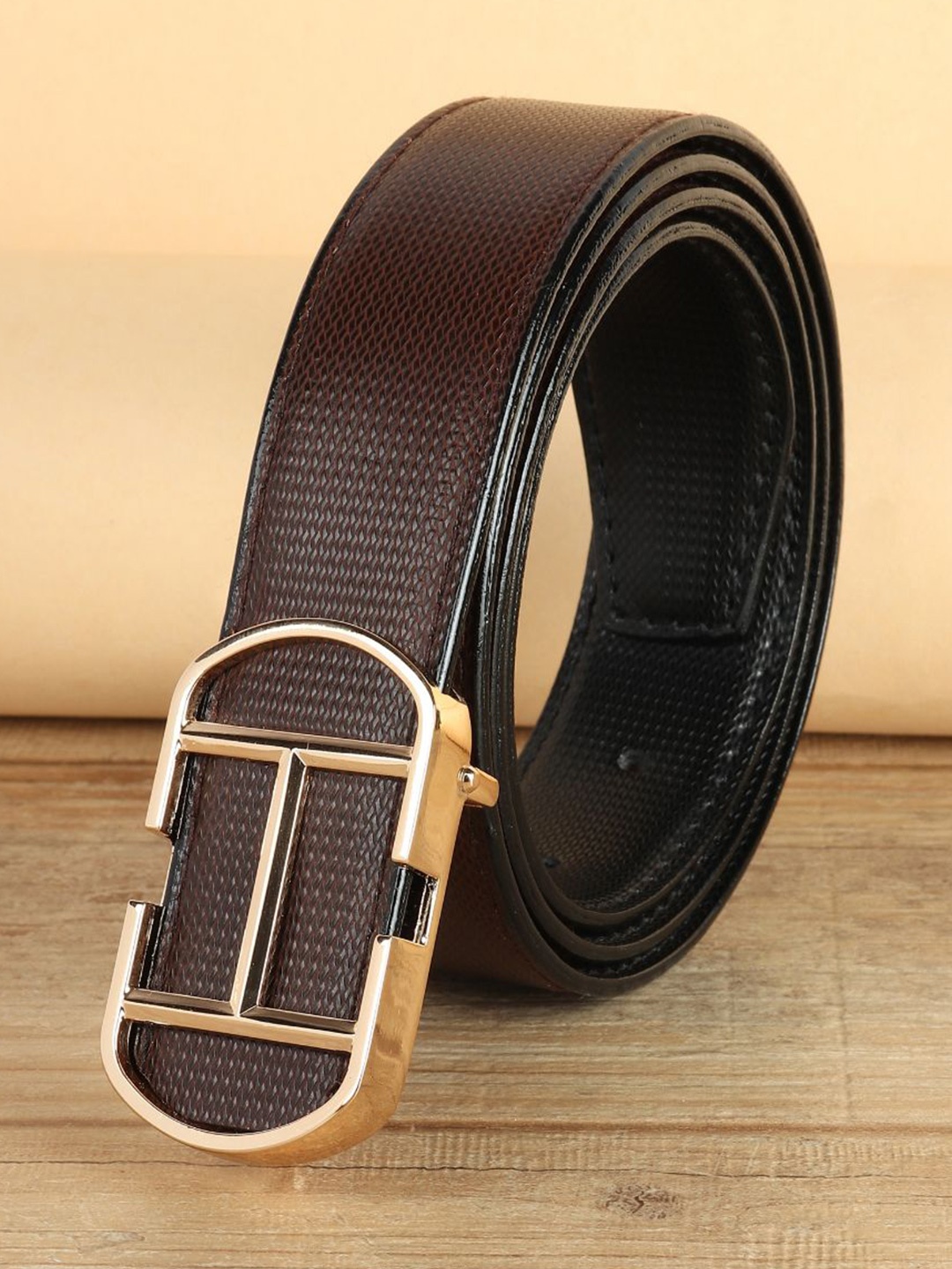 

WINSOME DEAL Men Textured Push Pin Formal Belt, Brown