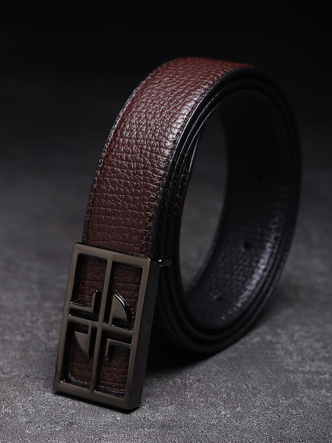 

WINSOME DEAL Men Textured Push Pin Formal Belt, Brown