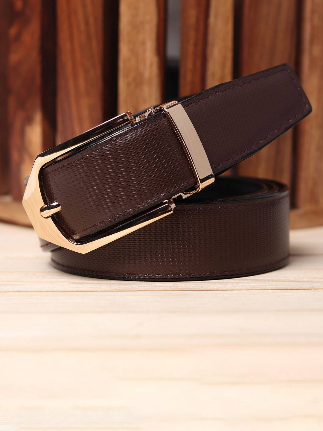 

WINSOME DEAL Men Textured Formal Belt, Brown