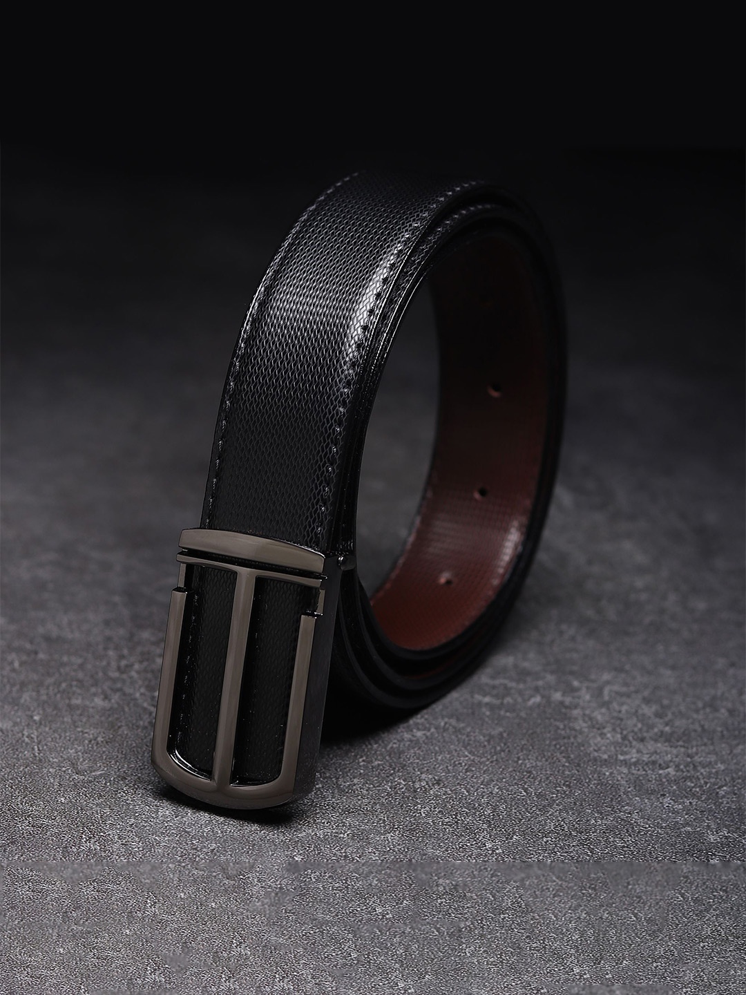 

WINSOME DEAL Men Textured Formal Belt, Black