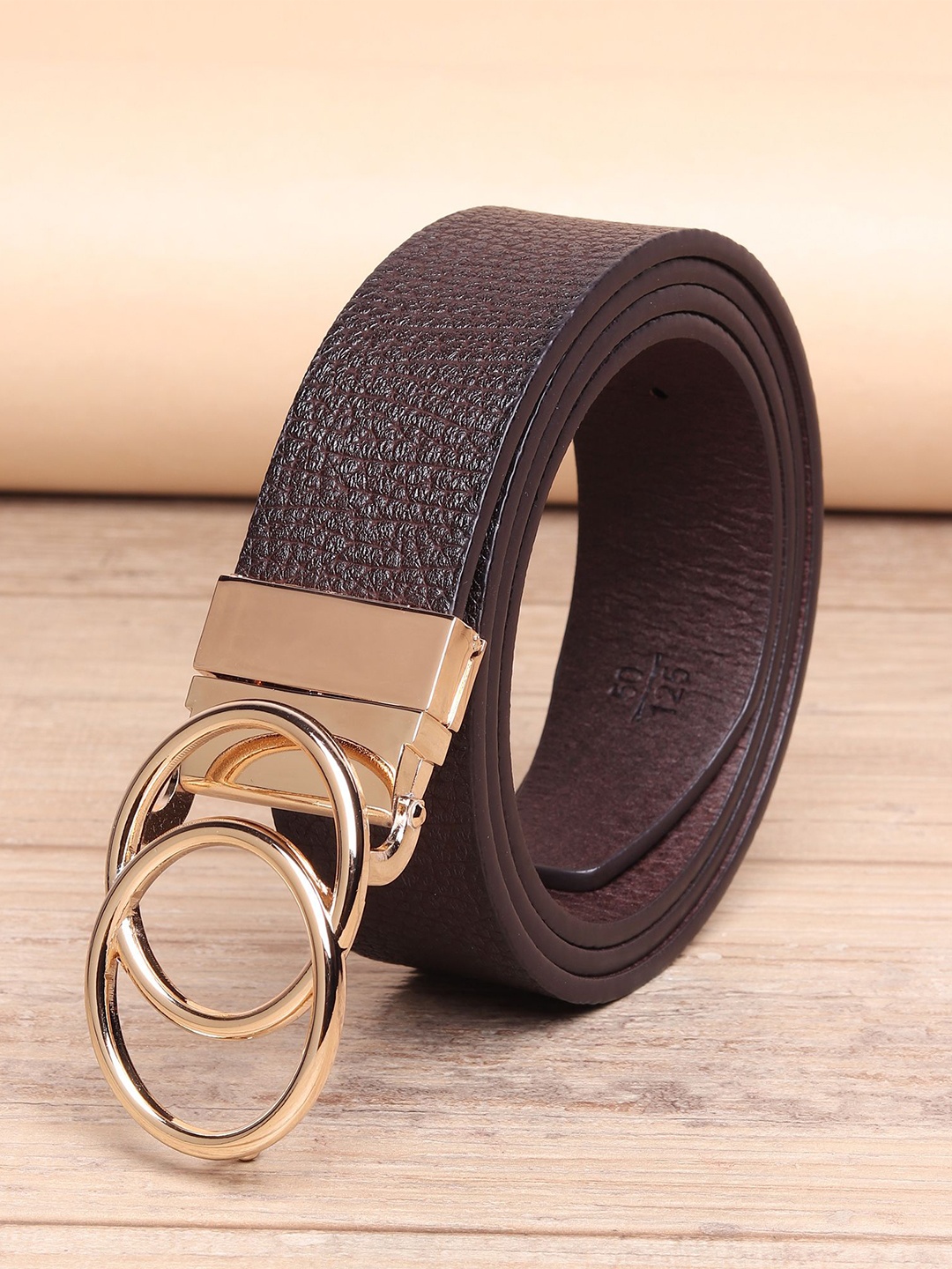 

WINSOME DEAL Men Textured Formal Belt, Brown