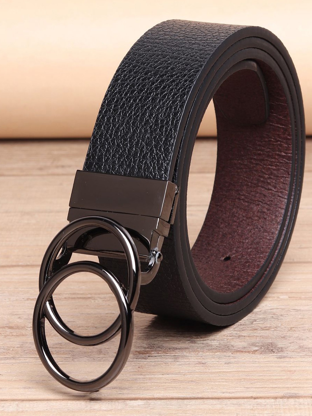 

WINSOME DEAL Men Textured Formal Belt, Black