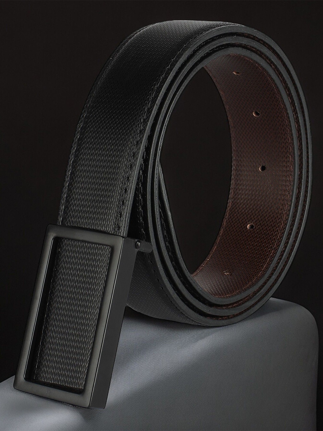 

WINSOME DEAL Men Textured Formal Belt, Black