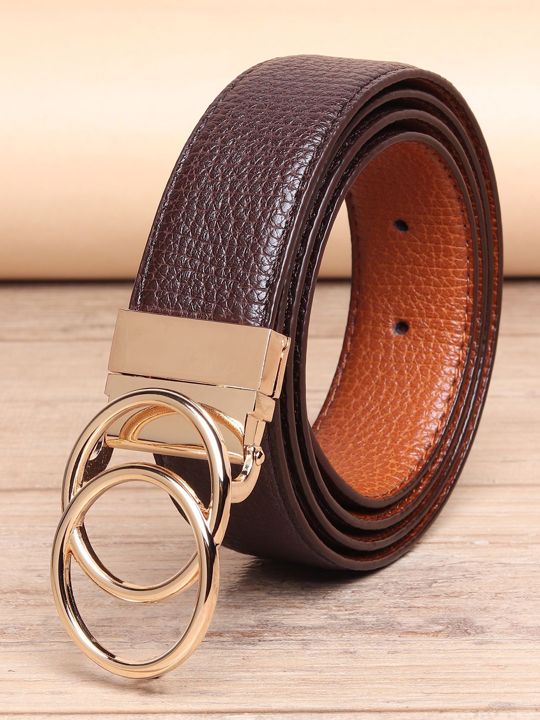 

WINSOME DEAL Men Textured Formal Belt, Brown