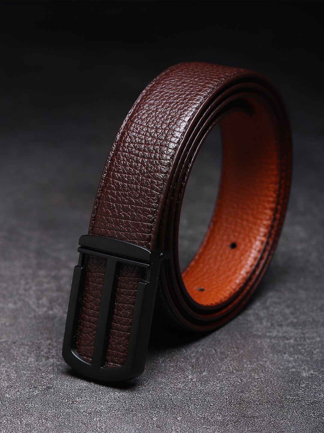 

WINSOME DEAL Men Textured Formal Belt, Brown