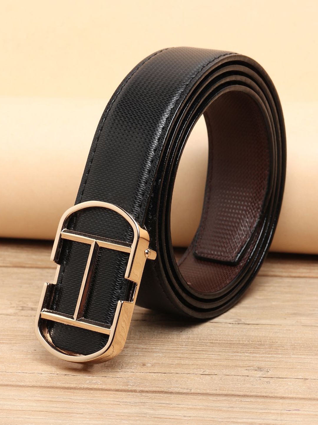 

WINSOME DEAL Men Push Pin Textured Formal Belt, Black