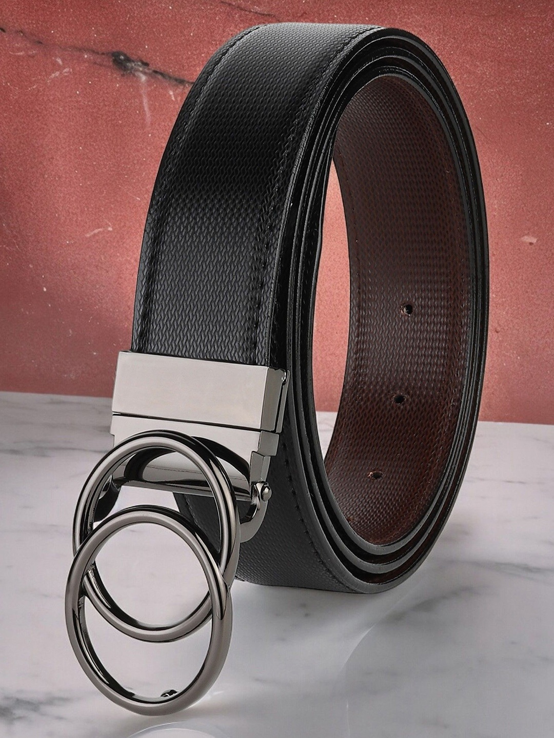 

WINSOME DEAL Men Push Pin Textured Formal Belt, Black