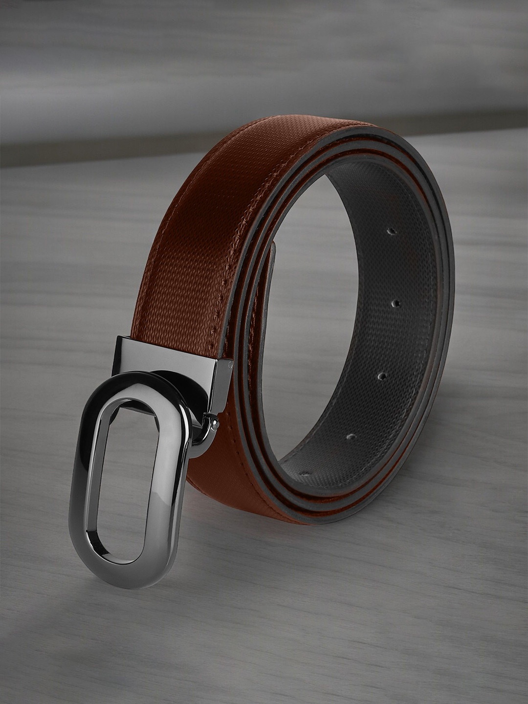 

WINSOME DEAL Men Textured Formal Belt, Brown