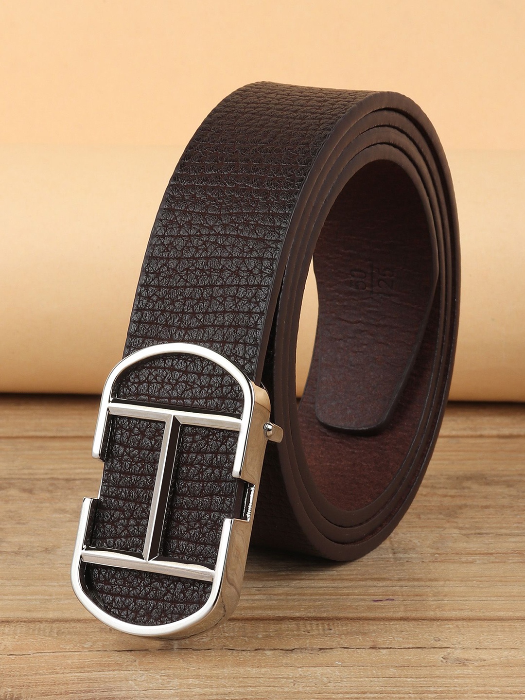 

WINSOME DEAL Men Push Pin Textured Formal Belt, Brown