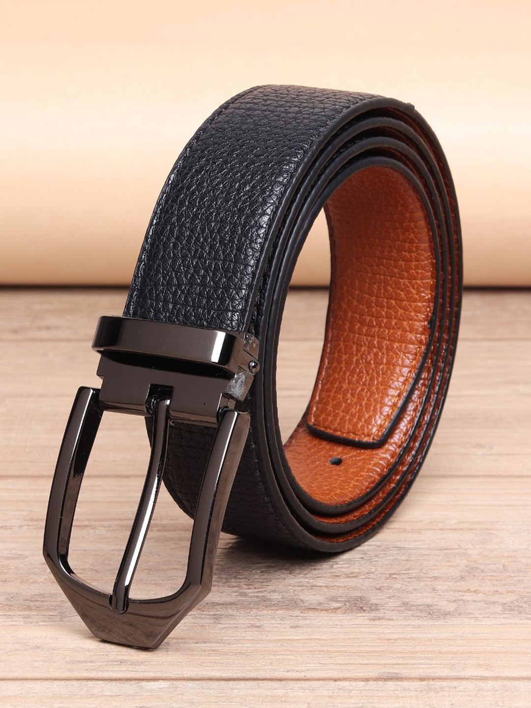 

WINSOME DEAL Men Textured Tang Formal Belt, Black