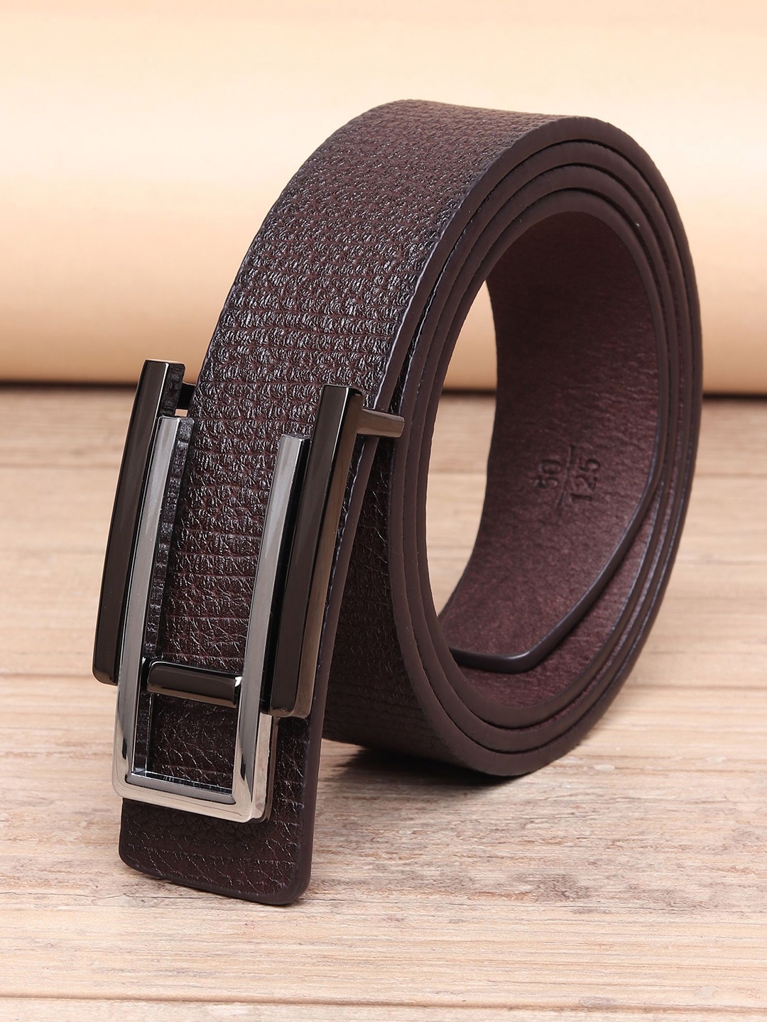 

WINSOME DEAL Men Push Pin Textured Formal Belt, Brown
