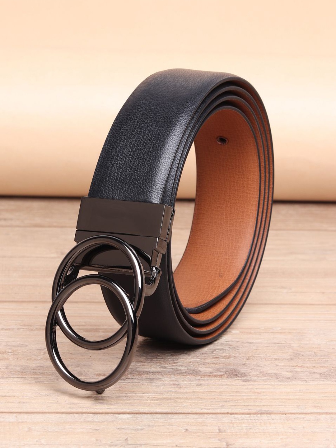 

WINSOME DEAL Men Push Pin Textured Formal Belt, Black
