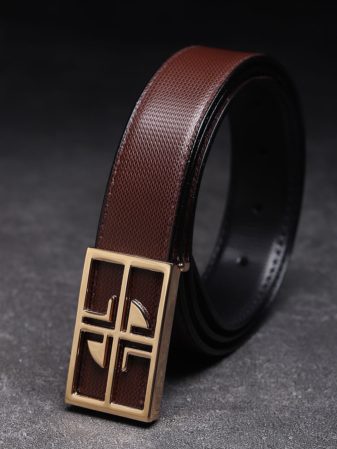 

WINSOME DEAL Men Textured Formal Belt, Brown