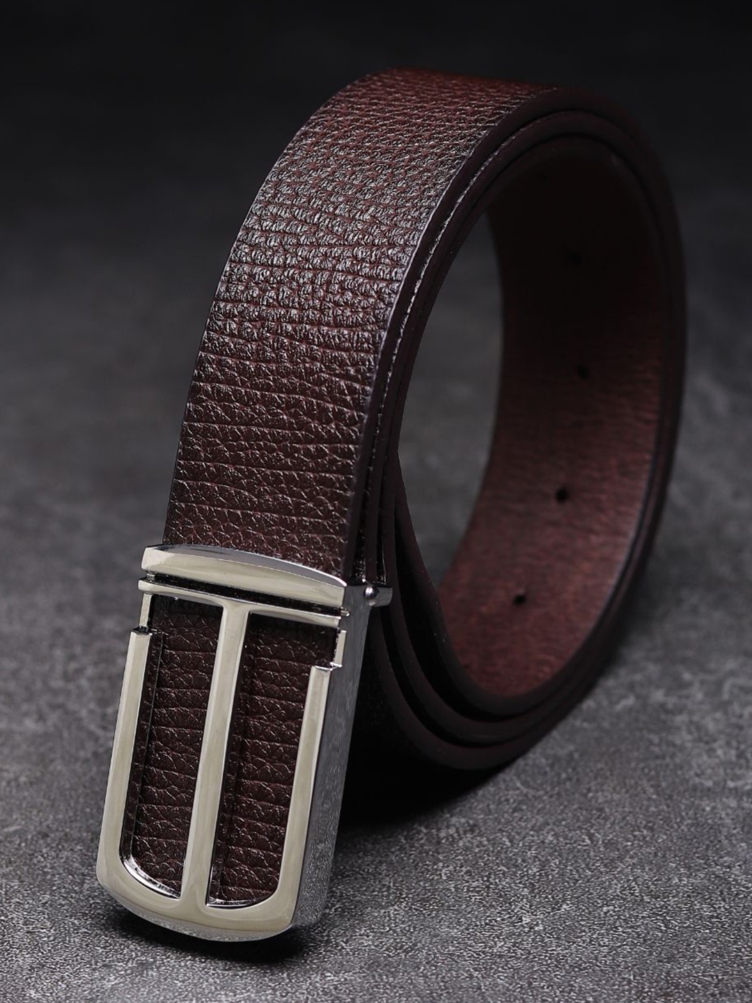 

WINSOME DEAL Men Textured Formal Belt, Brown
