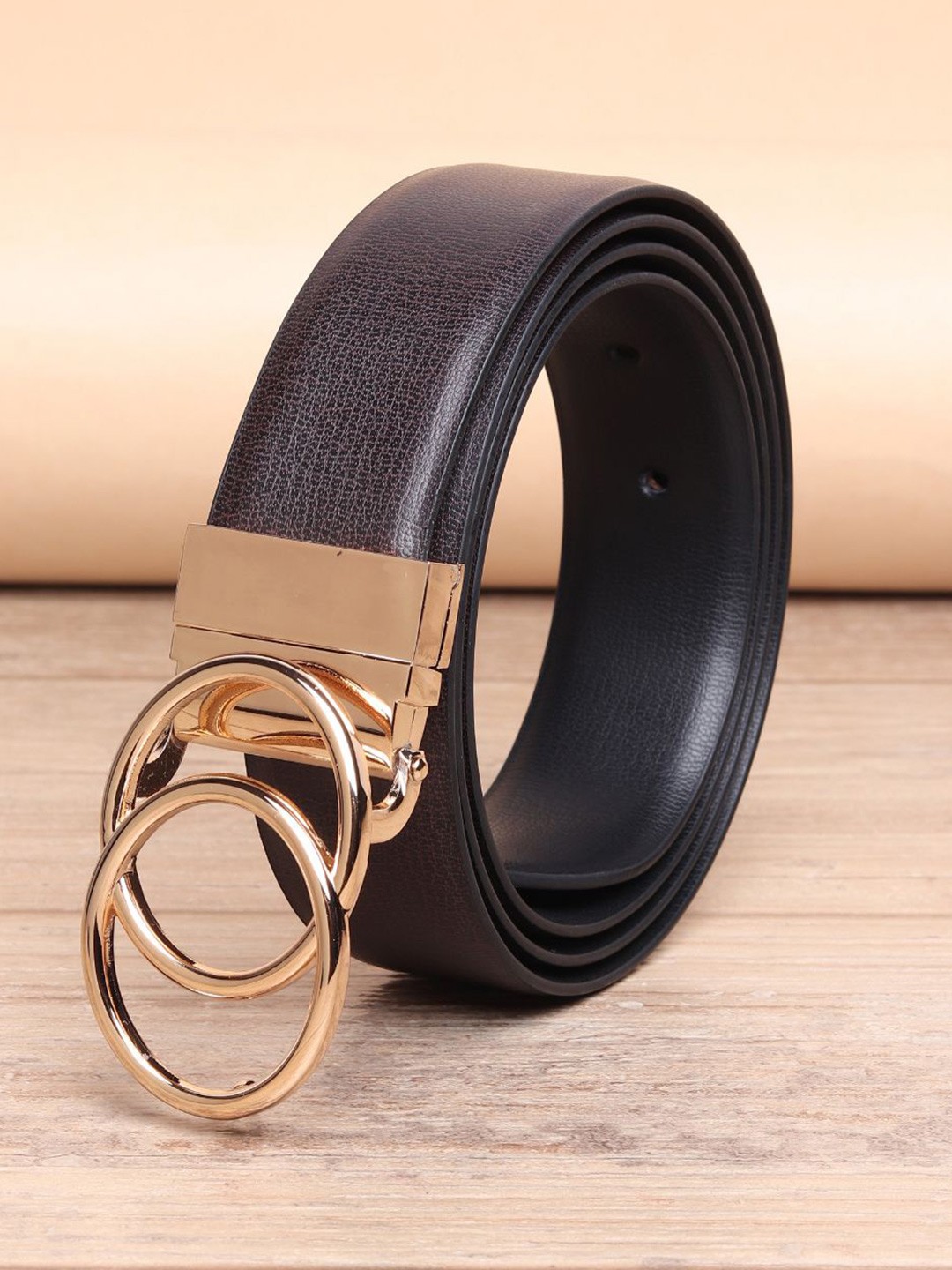 

WINSOME DEAL Men Textured Push Pin Formal Belt, Brown