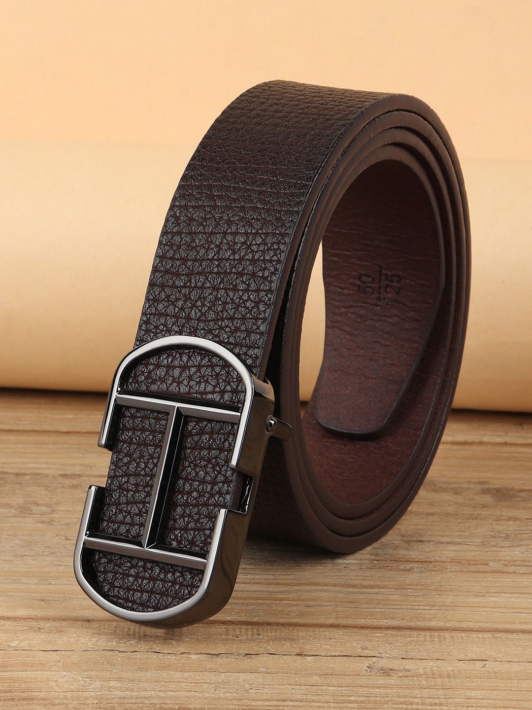 

WINSOME DEAL Men Textured Formal Belt, Brown