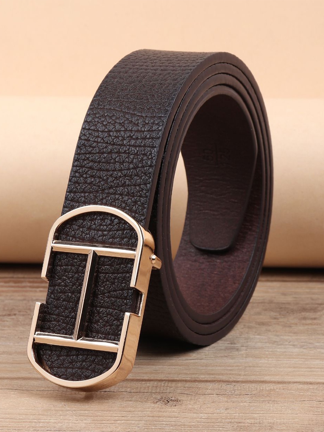 

WINSOME DEAL Men Push Pin Textured Formal Belt, Brown