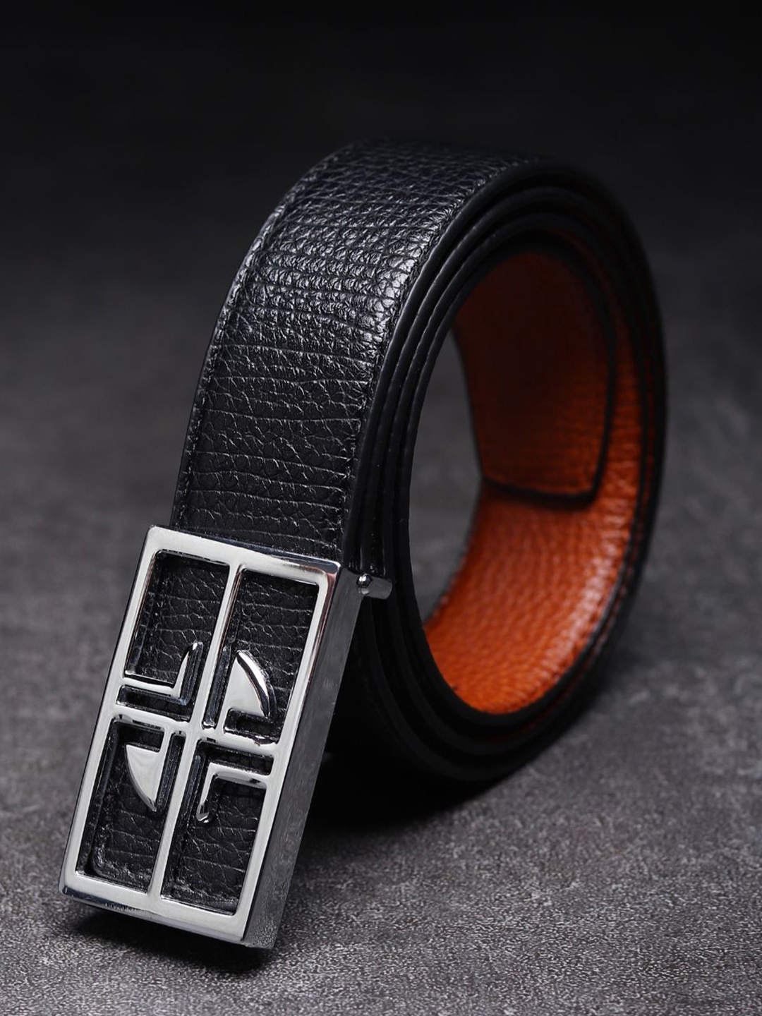 

WINSOME DEAL Men Textured Formal Belt, Black