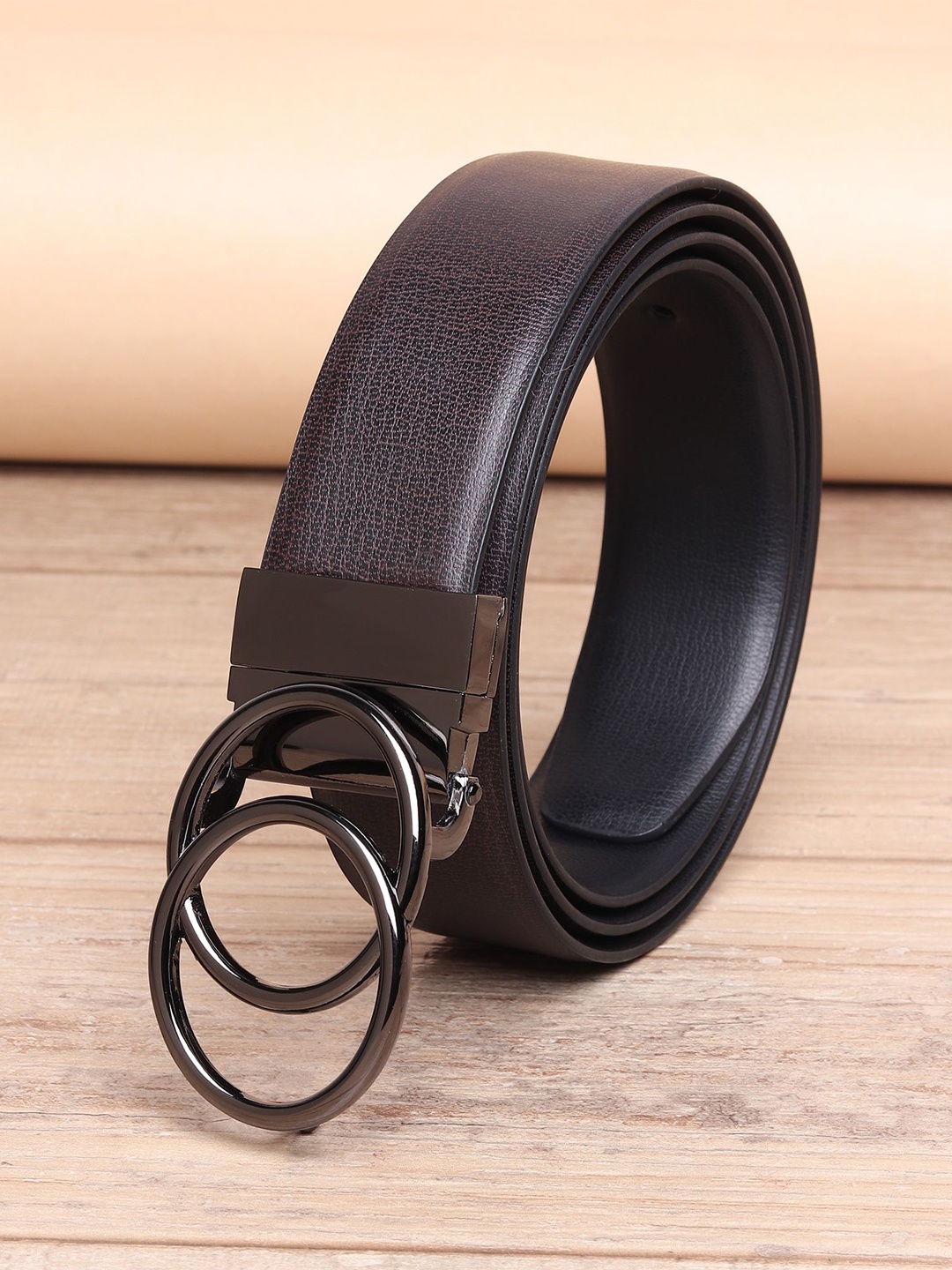 

WINSOME DEAL Men Push Pin Textured Formal Belt, Brown