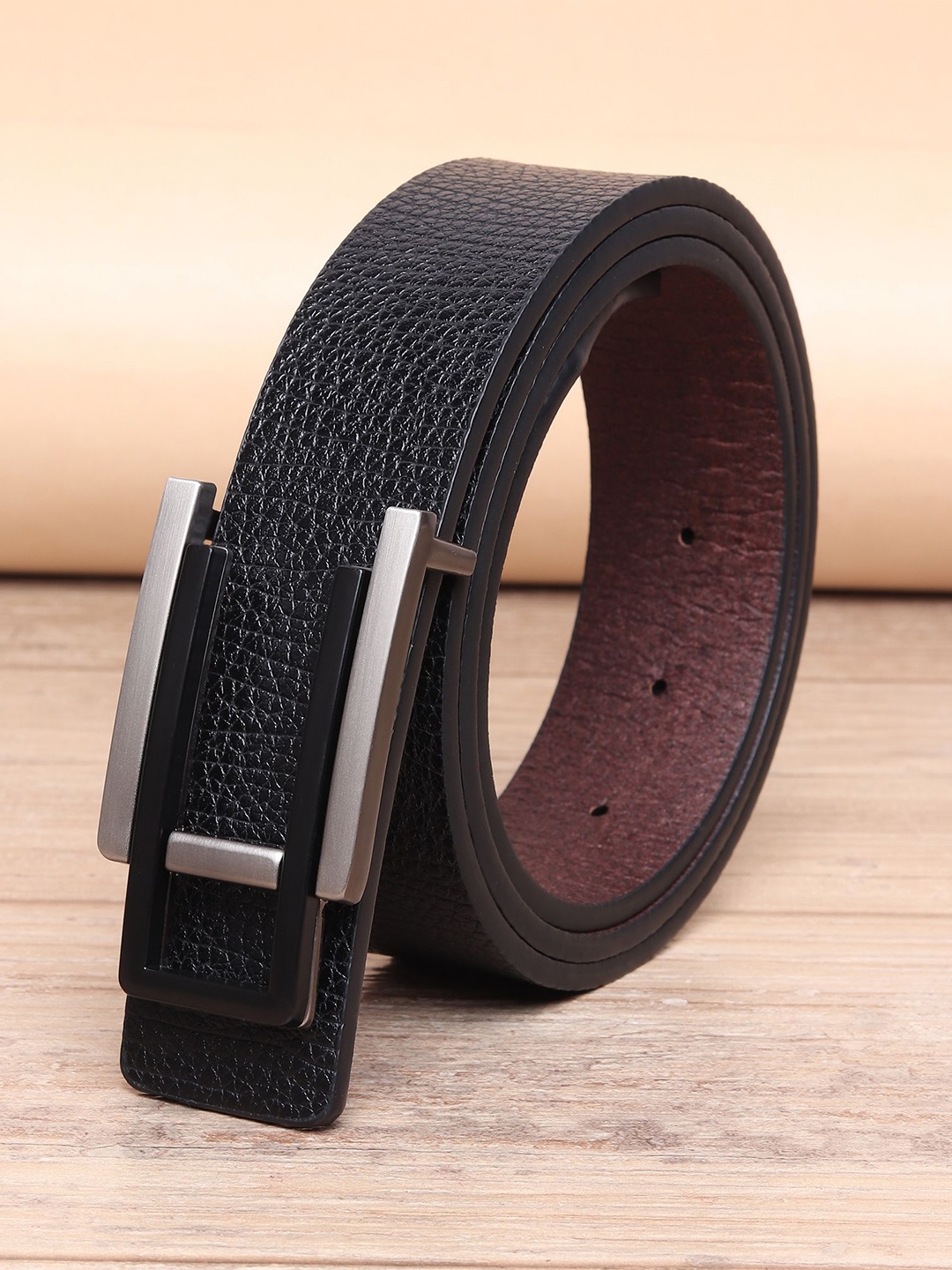 

WINSOME DEAL Men Push Pin Textured Formal Belt, Black