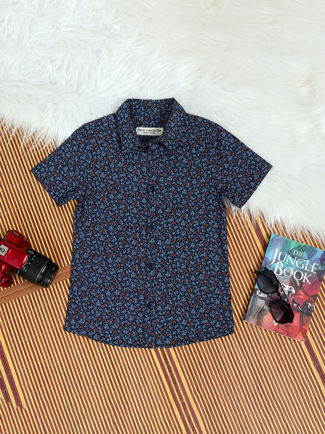 

The Lion and The Fish Boys Comfort Floral Opaque Printed Casual Shirt, Blue