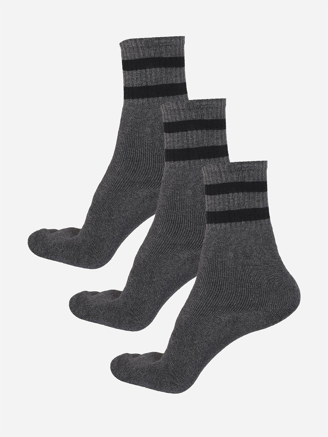

Bodycare Men Pack Of 3 Patterned Cotton Mid Calf Length Socks, Grey