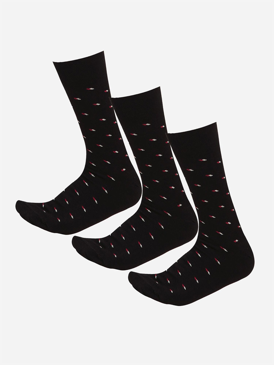 

Bodycare Men Pack Of 3 Patterned Mid Calf-Length Socks, Black