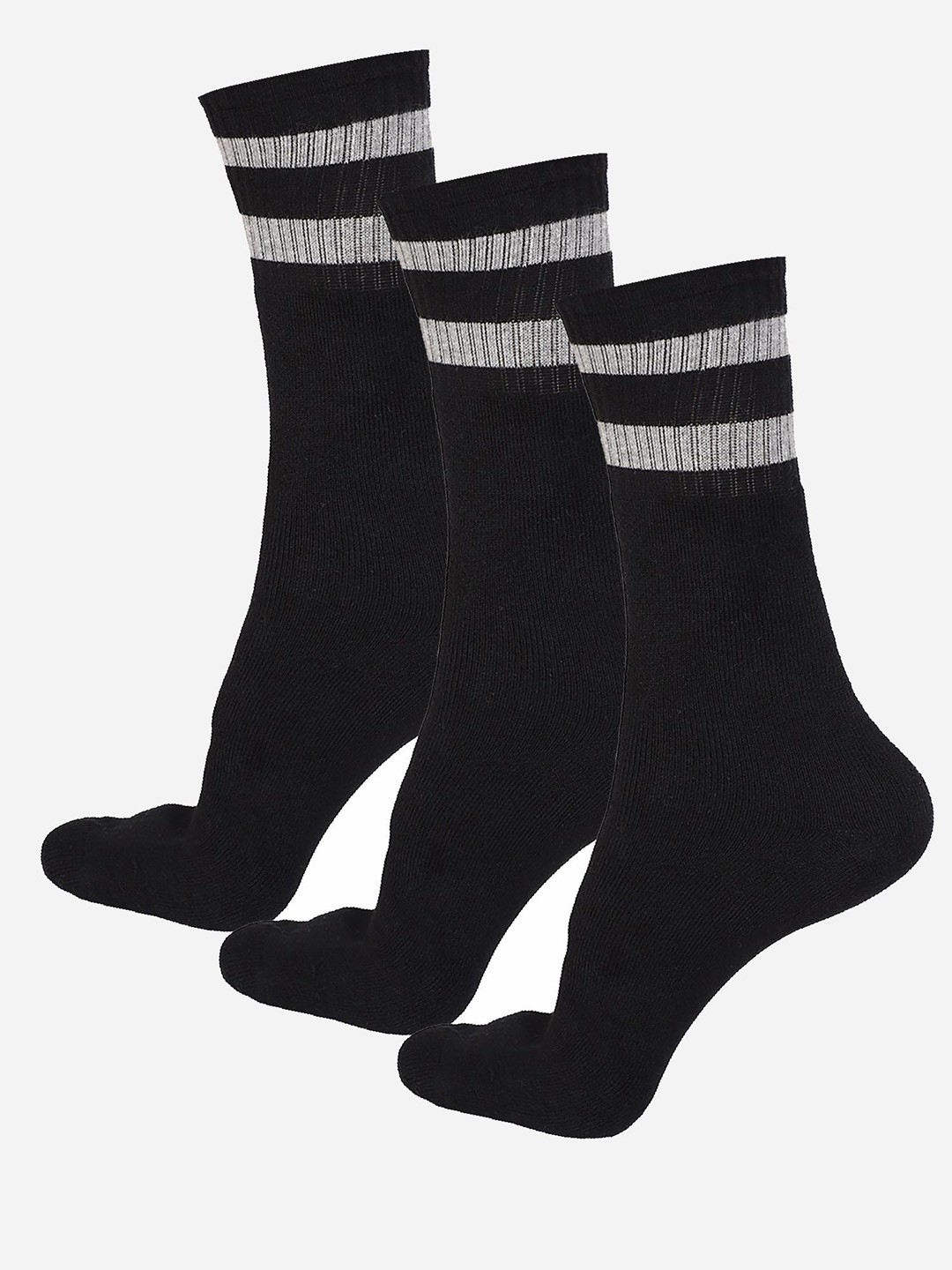 

Bodycare Men Pack Of 3 Patterned Calf-Length Socks, Black