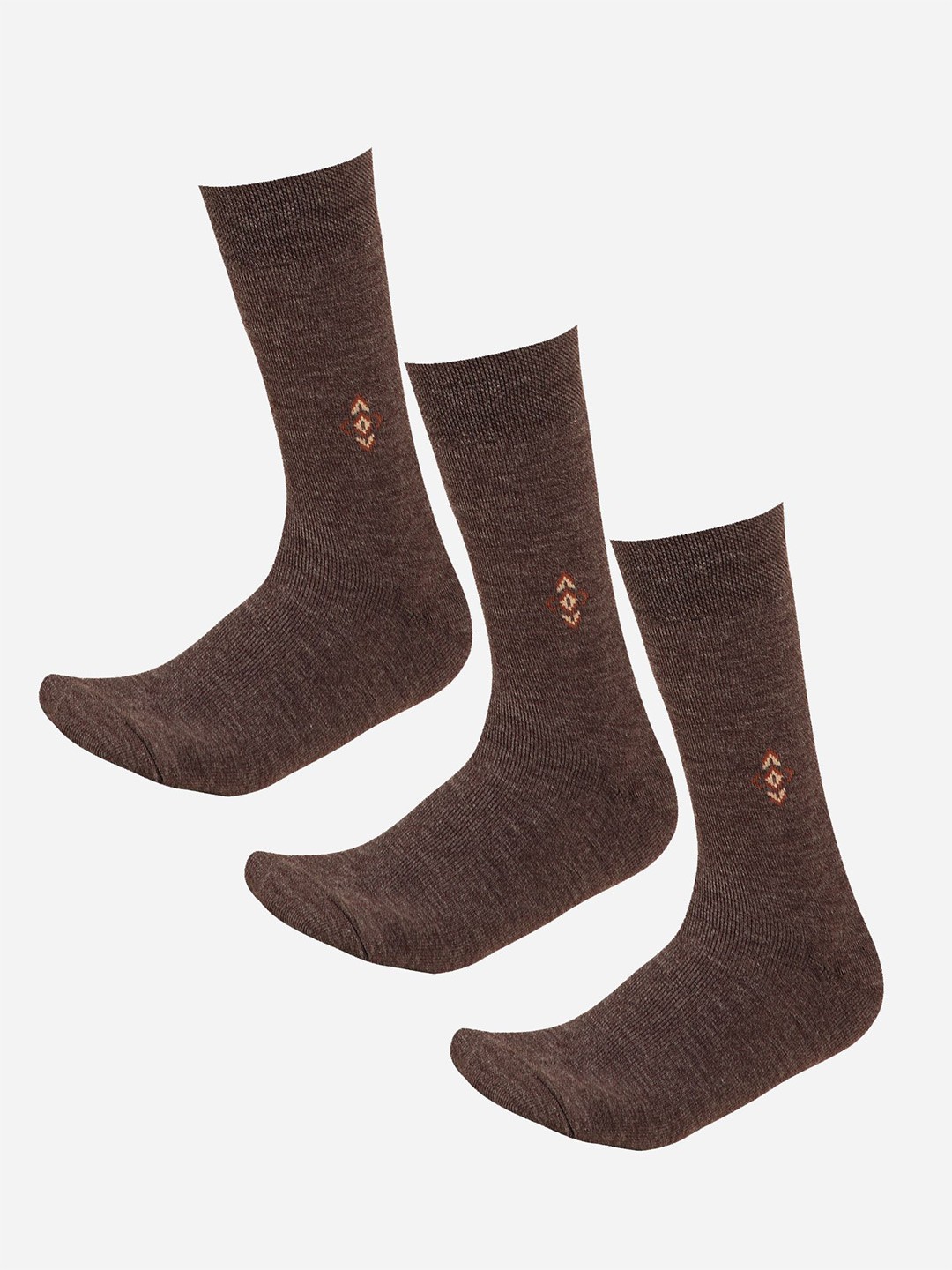 

Bodycare Men Pack Of 3 Cotton Mid Calf Length Socks, Brown