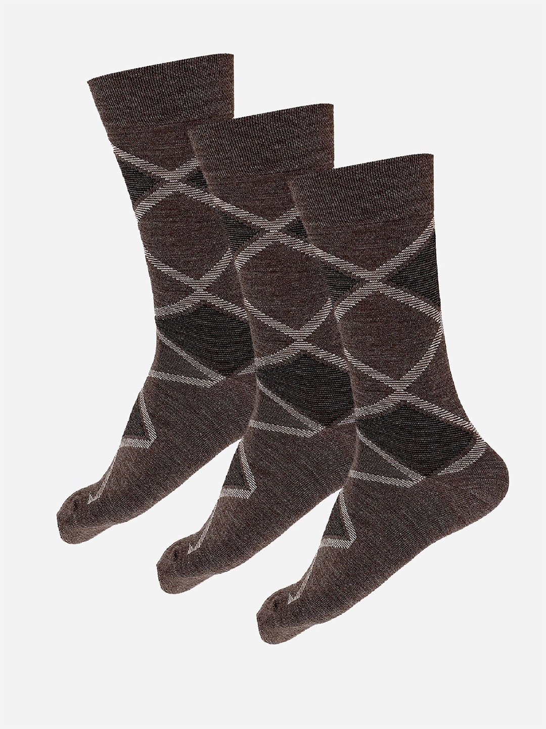 

Bodycare Men Pack Of 3 Patterned Calf-Length Socks, Brown