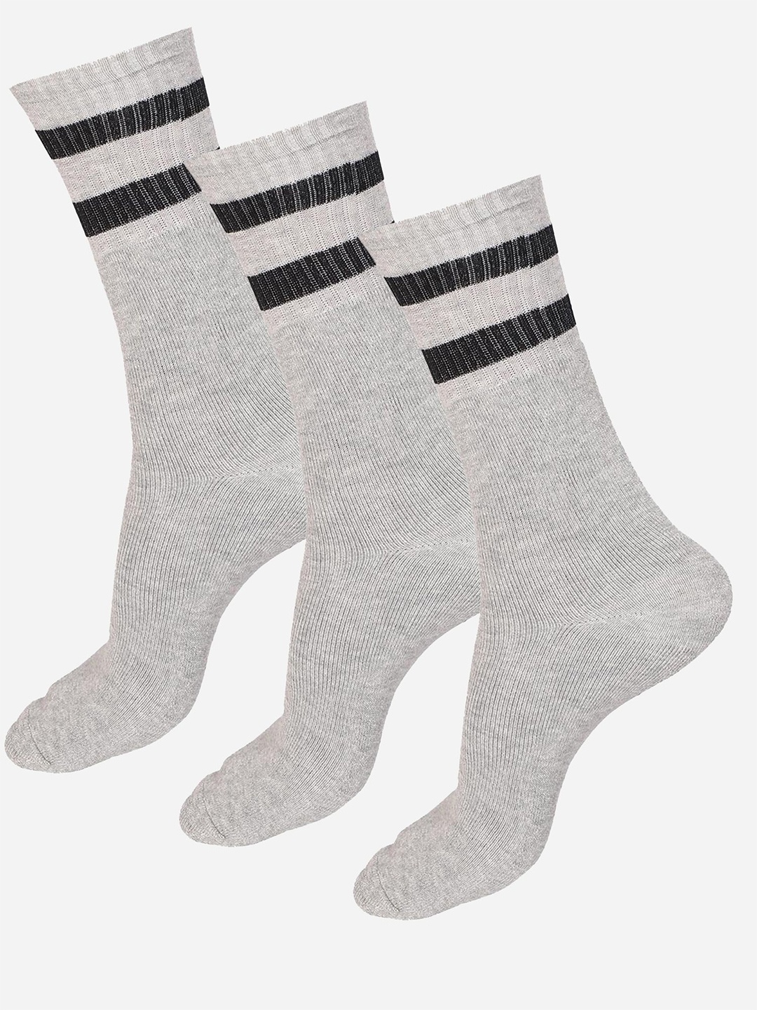 

Bodycare Men Pack Of 3 Patterned Mid Calf Length Socks, Grey melange