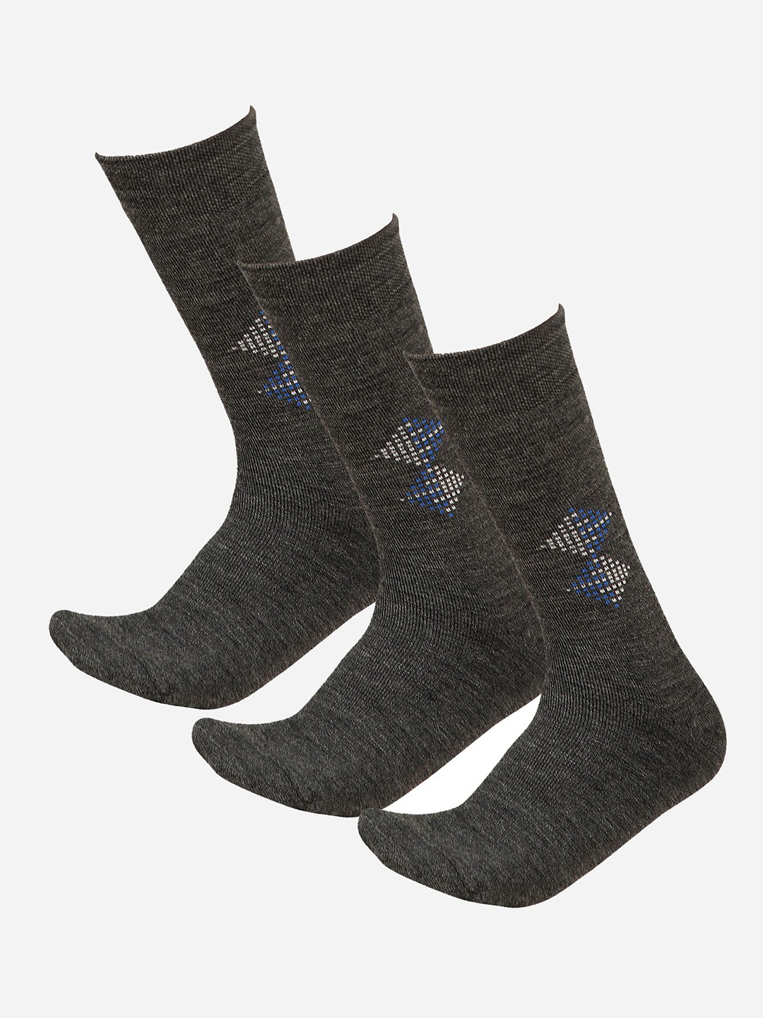 

Bodycare Men Pack Of 3 Patterned Calf-Length Socks, Grey