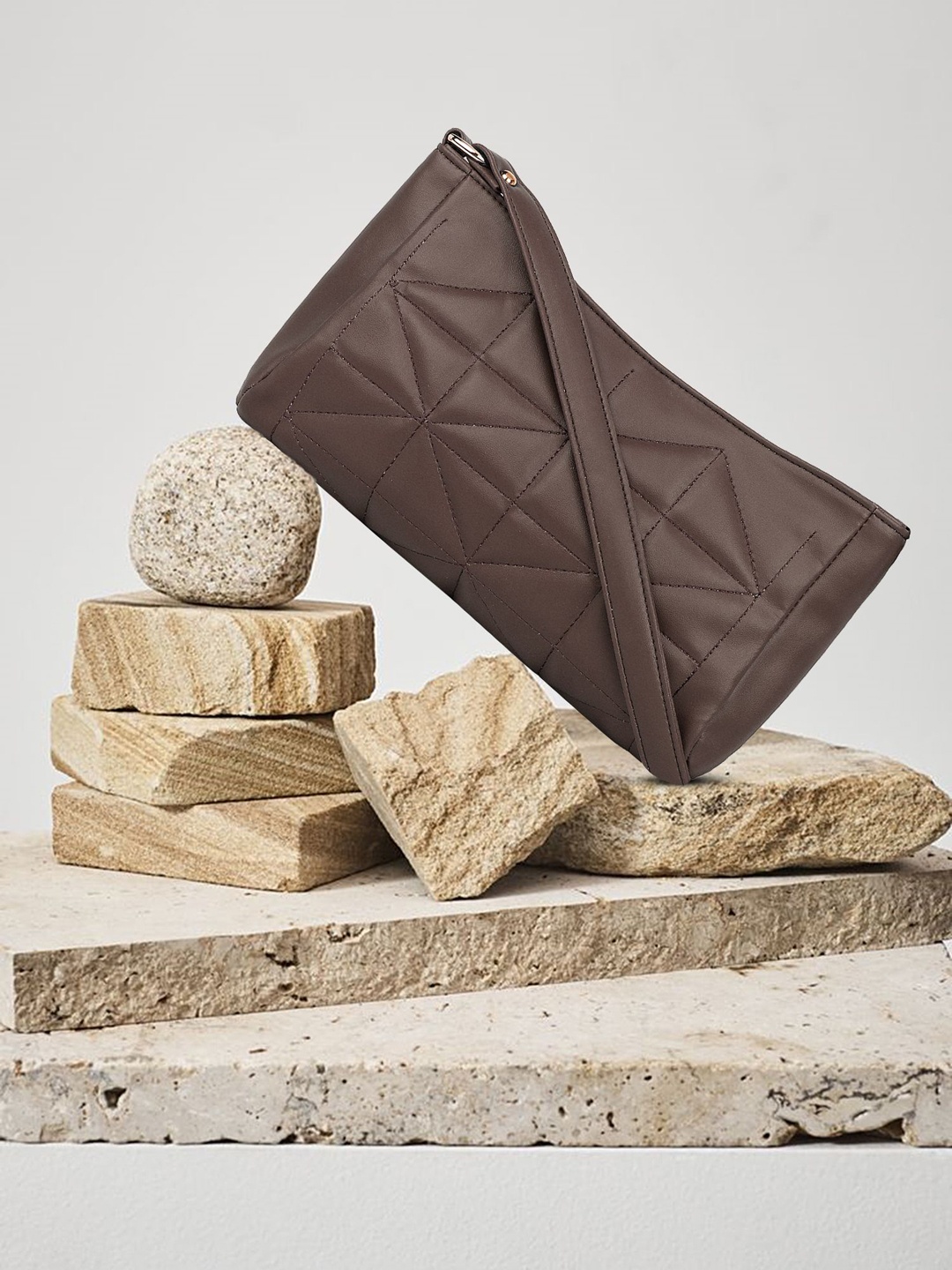 

OsaiZ Women PU Structured Sling Bag with Quilted, Brown