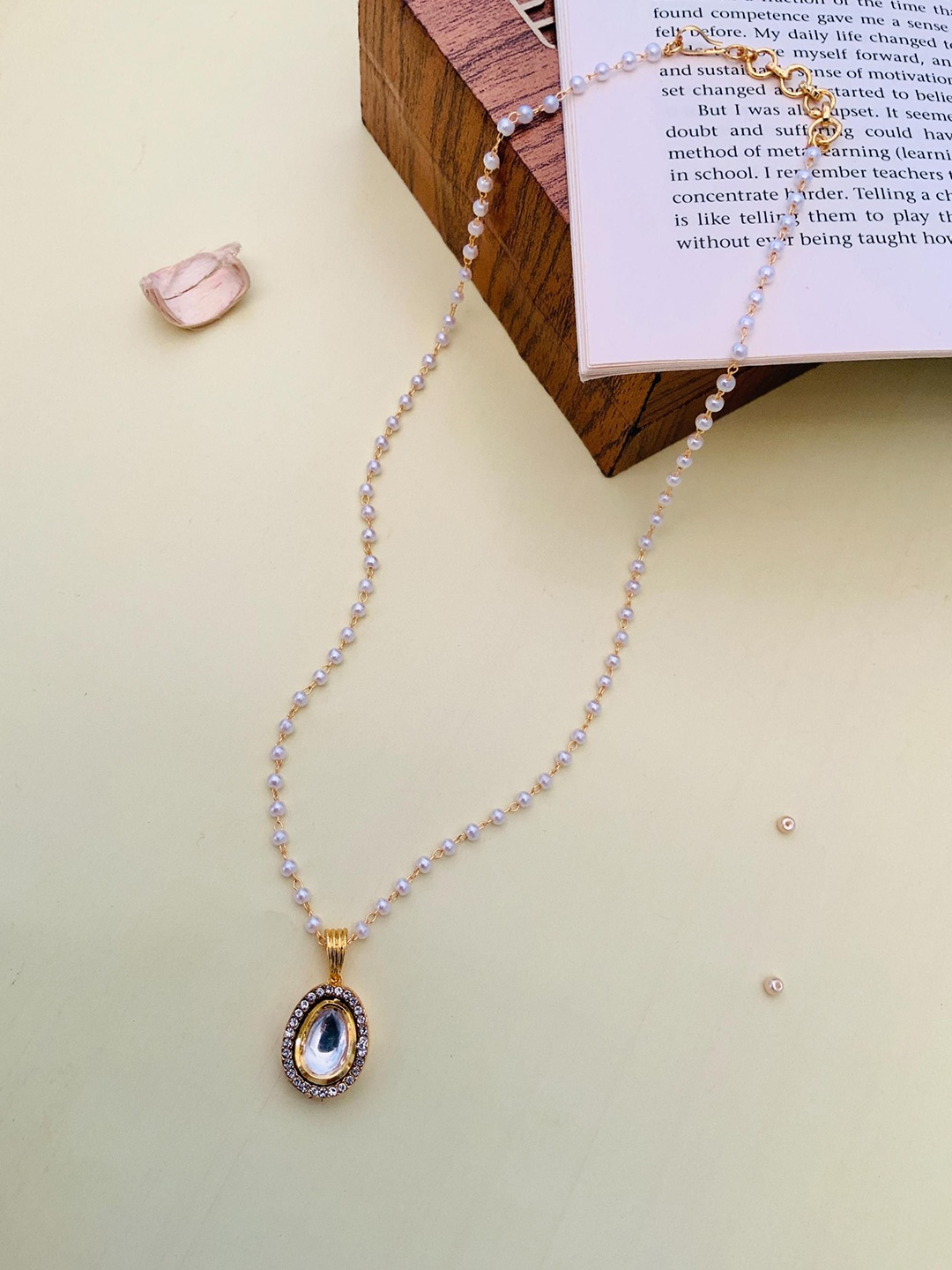 

ABDESIGNS Gold Plated Sophisticated Polki Pendant With Chain