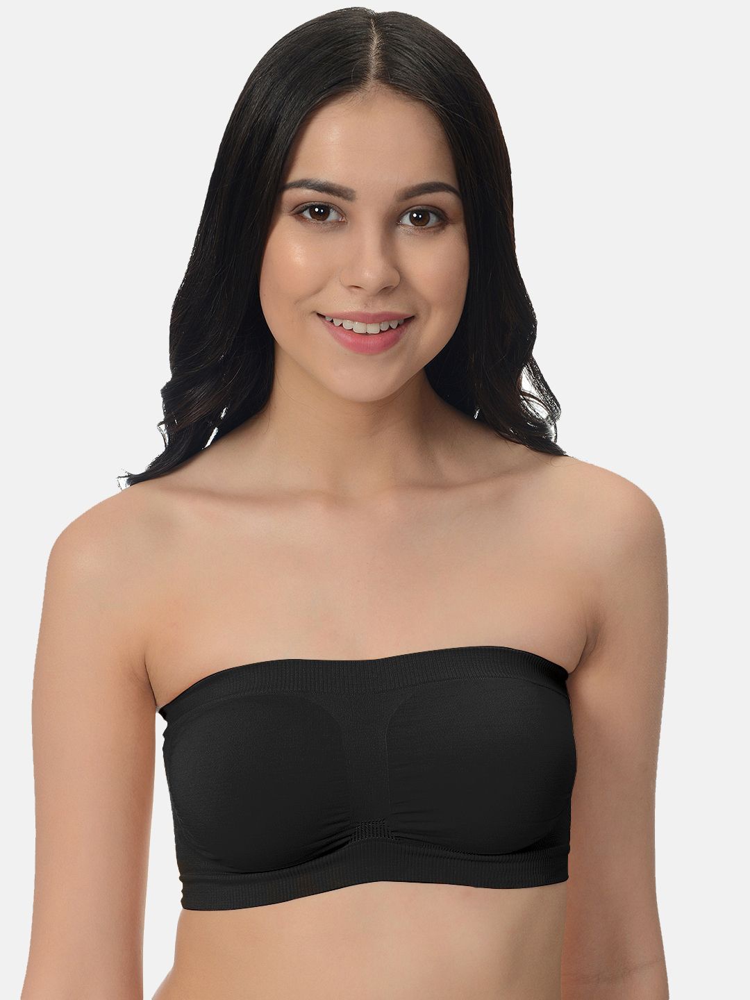 

mod & shy Full Coverage Non Padded Bandeau Bra- All Day Comfort, Black