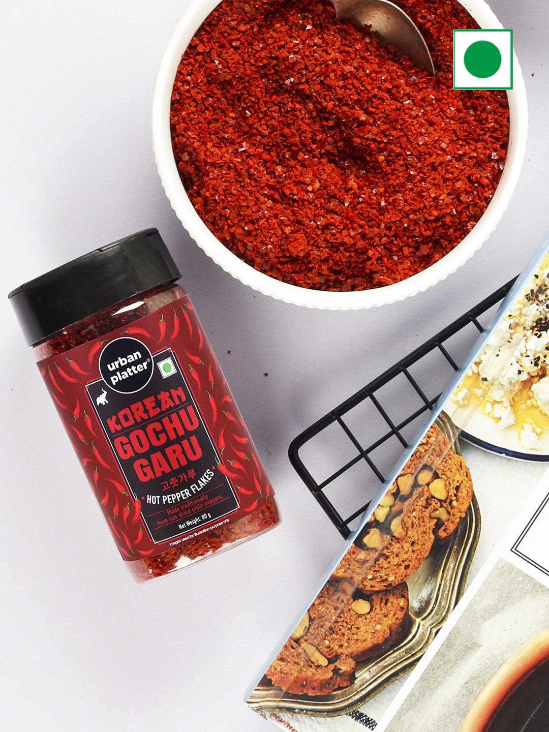 

URBAN PLATTER Korean Gochugaru Hot Pepper Powder-80g, Red